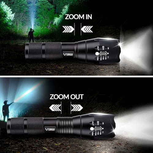 VTech Tactical 2pack LED Flashlight High Lumens - Mini Flashlights for Camping, Hiking, Walking - Powerful Emergency Flashlights with 5 Modes for Outdoor Use - Bright Flashlight with Zoomable Beam - Image 5