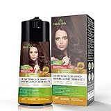Herbishh Hair Color Shampoo for 100% Grey Coverage PPD Free 400 mL – Enriched Color Hair Dye Shampoo Conditioner 3-in-1 Formula – Long Lasting & DIY (Chestnut Brown)