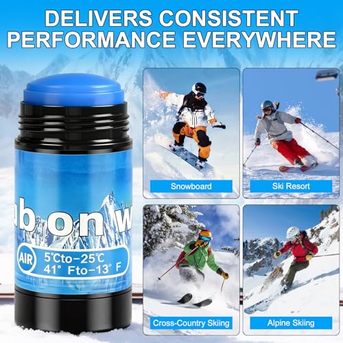 YOTEBLE Rub On Snowboard Wax, Snowboard Wax with Cork Applicator, Reduce Friction Growth Rate, All Temperature Quick Waxing for Outdoors Snowboard Base Maintenance, Easy Operation,75g