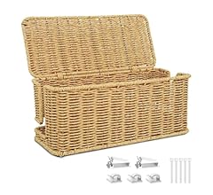 IXTRA Handmade Cable Management Box Imitation Rattan Cable Organizer Box With Lid 2 Open Slots Under Desk Cord Organizer to…