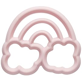 Itzy Ritzy Silicone Baby Teether - BPA-Free Infant Teether with Easy-to-Hold Design & Textured Back Side to Massage & Soothe Sore, Swollen Gums - Teething Toy for 3 Months & Up - Rainbow