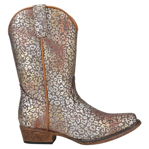 ROPER Girl's Riley Glitter Leopard Snip Toe Western Boot