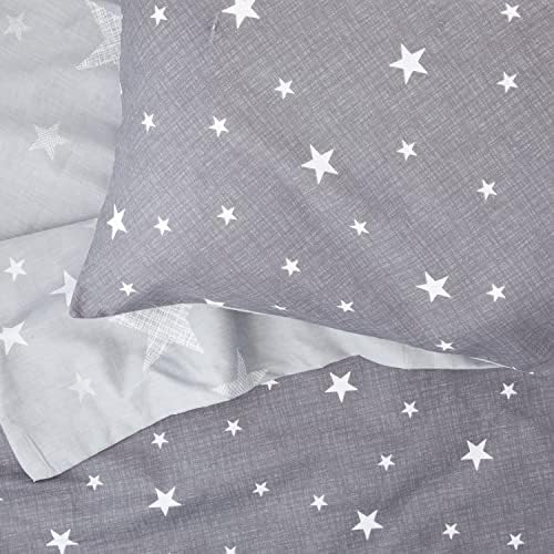 Dreamscene Galaxy Stars Duvet Cover with Pillowcase Kids Reversible Charcoal Bedding Set, Silver Grey, Single