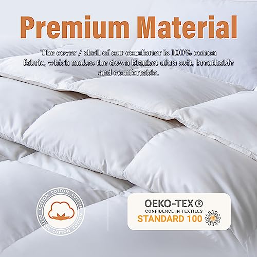 Cosybay Cotton Quilted White Feather Comforter Filled With Feather & Down –Luxurious Hotel Bedding Comforter - All Season Down Duvet Insert – Oversized Queen Size (98 * 98Inch) #TOP1