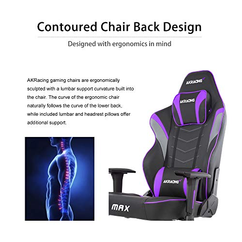 AKRacing Masters Series Max Gaming Chair with Wide Flat Seat, 400 Lbs Weight Limit, Rocker and Seat Height Adjustment Mechanisms - Indigo