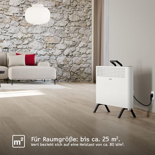 STIEBEL ELTRON Nowe, energooszczędne ogrzewanie elektryczne, urządzenie stojące CNS 2000 Plus LCD Move, 2 kW na ok. 25 m², certyfikat TÜV, wyświetlacz LCD, timer tygodniowy, biały, 207060