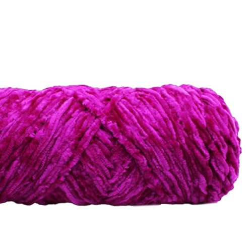 Danselegant DIY Pleuche Chenille Yarn Gold Luster Velvet Knitting Sewing Material Woven for Scarf/Sweater/Doll 100g 180m (Fuchsia)