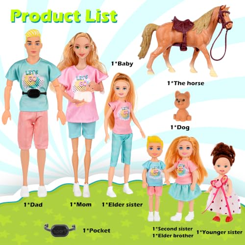 Set de 7 muñecos familia con accesorios miniatura 2