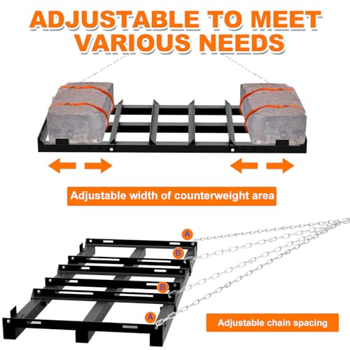 4 Ft Drag Harrow, Heavy Duty Driveway Grader, Tow Behind Lawn Rake with 5 Ft Chain, 4 Safety Belts, 2 Adjustable Bars, Driveway Drag for Gravel, Sand, Lawn, Soil, Hay, ATV, UTV, Mower, Tractor, Black - Thumbnail 5
