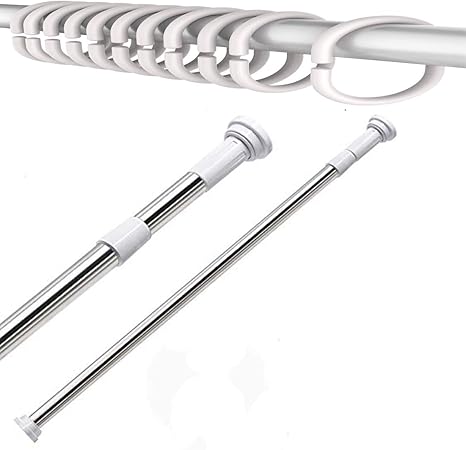 Amazon Scktooつっぱり棒 カーテンレール 3m 強い負荷 ドリル不要 シャワーカーテンロッド 長さ調節可能 室内 カーテン突っ張り棒3m 幅 160 300cm ホワイト 12カーテンリング カーテンレール ポール オンライン通販