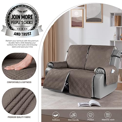 Image of TAOCOCO 100% Waterproof Oversized Loveseat Recliner Cover, Non Slip Split Couch Covers for Reclining Loveseat with Elastic Straps for Kids Pets(Oversized 2 Seater, Taupe)