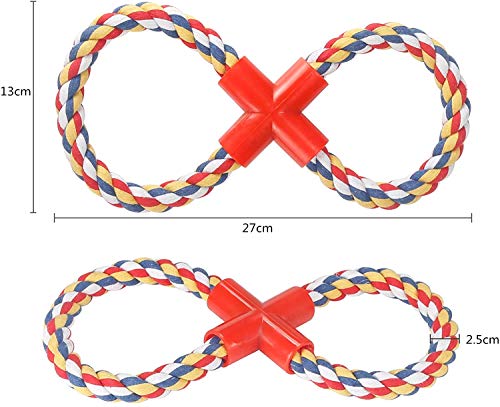 Puppy Rope Chew Toys Teething Small Dog, Tug Of War Dog Chew Toys, 8 Shaped Molar Natural Cotton Rope Training For Puppy Of Playing, Training Teeth Cleaning And Chewing, None Toxic #TOP4