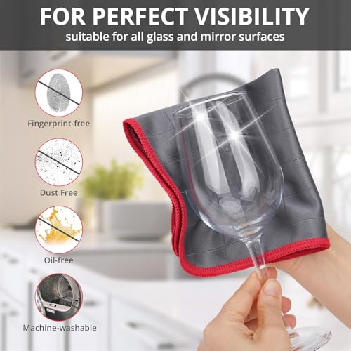 mobumeia 4X Fenstertuch, 30x30cm Fensterputztücher Carbon Tücher Für kristallklare & streifenfreie Scheiben, Poliertuch Gläser Microfasertuch Fenster, Microfaser Fensterputztuch, Glas Tuch
