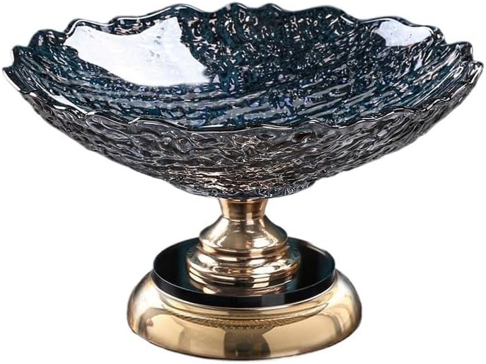 Crystal Glass Fruit Plate Household Living Room Coffee Table High Legged Dried Snack(Style2)