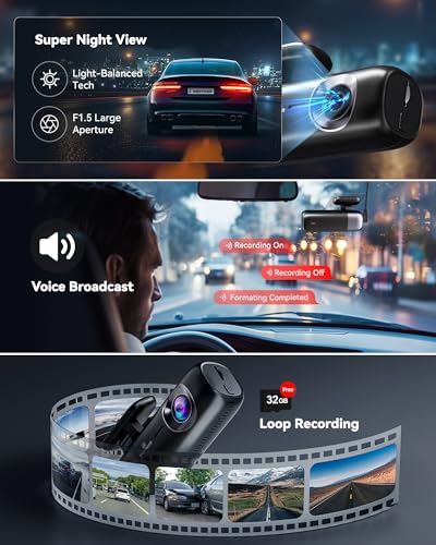 Image of REDTIGER F9 Dash Cam 4K Front and Rear 1080P, Built-in 5.8GHz WiFi and GPS, Dual Dash Camera for Cars with 32GB Card, Loop Recording, Parking Mode, Smart App Control
