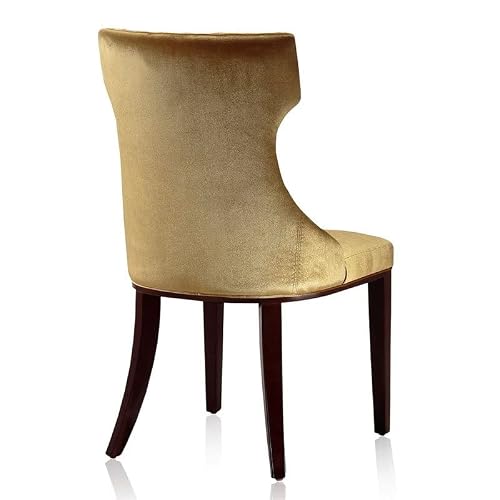 Manhattan Comfort Reine Mid Century Modern Velvet Upholstered Wingback Dining Chair, Set Of 2, Single Size, Antique Gold #TOP5