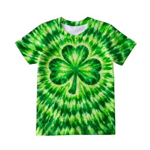 Poykopty Kids St Patricks Day T-Shirts Green Shamrock Shirt for 12-14 Years