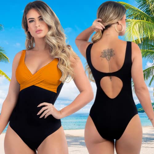 Maiô, Body Feminino Modelo 2022 Chapa Barriga Com Bojo Neon Tamanho:G-42-44;Cor:Ouro