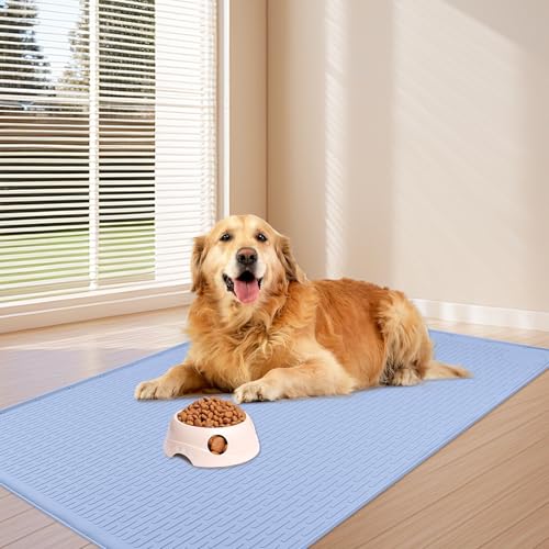 Dog Food Mat 40''x28'' Extra Large Dog Mat for Food and Water, Blue by Bartuke - Image 6