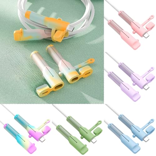 Charger Cable Protector 6 Sets (12pcs) Compatible with iPhone Charging Cable - Silicone Non-Slip Cord Savers, 3-in-1 Dustproof+Organizer+Protection, 6 Colors Lightning Wire Cover for Home & Gift