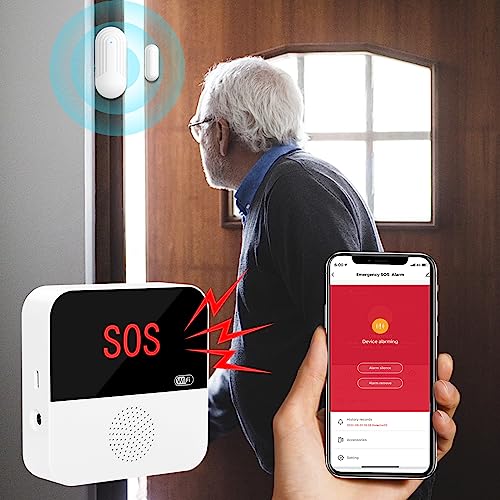 Wifi Smart Wireless Door Alarms For Dementia Patients/Elderly/Home Security/Kids Safety Caregiver Pager Door Chime With 3 Door Sensor 1 Receiver (Only Supports 2.4Ghz Wi-Fi) #TOP1