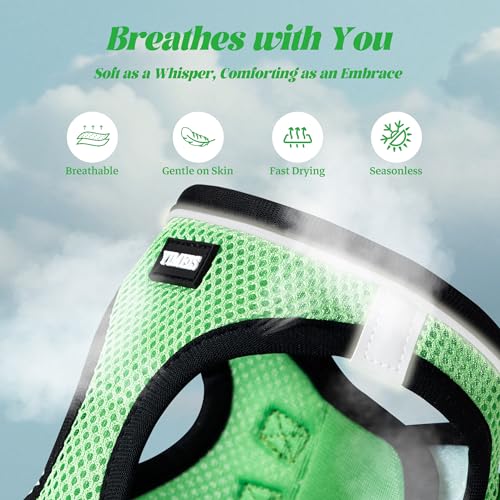 YIMEIS Dog Harness and Leash Set, No Pull Soft Mesh Pet Harness, Reflective Adjustable Puppy Vest for Small Medium Large Dogs, Cats (Grass Green, Medium (Pack of 1) by YIMEIS - Image 3