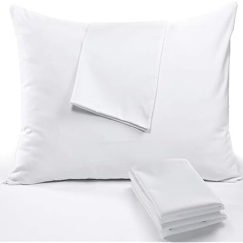 Niagara Sleep Solution 8 Pack Waterproof Pillow Protectors Standard 20x26 Inches Smooth Zipper Premium Encasement Covers Quiet Cases Set White (Standard 8 Pack)