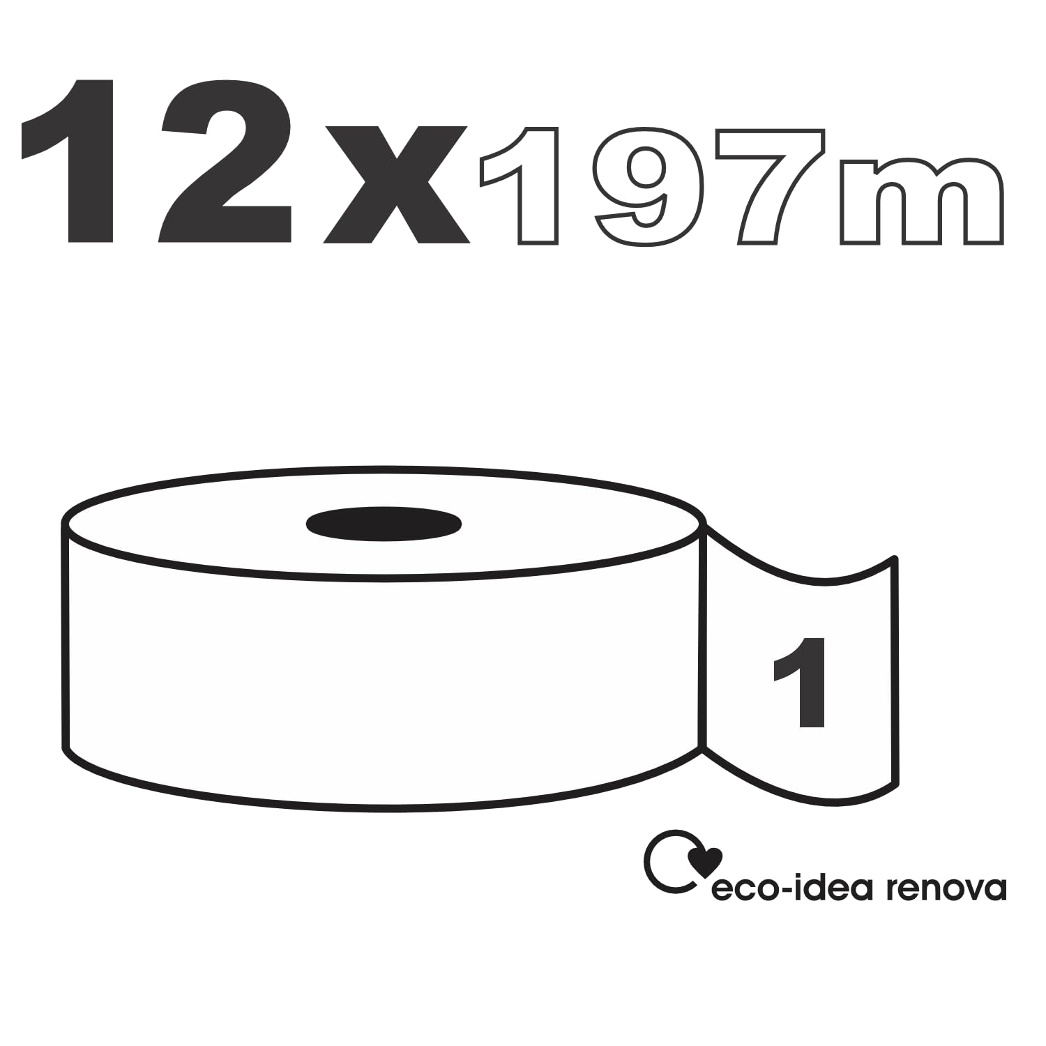 RENOVA 5601028004961 Papel Higiénico Jumbo Renovagreen - 12 Rollos Blancos