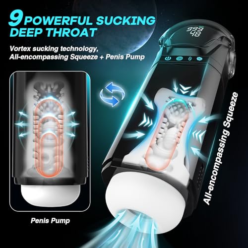 Image of EORONE Male Masturbator Mens Sex Toys - Penis Pump Sex Toy for Men with 9 Sucking & 9 Thrusting & 9 Vibrating, APP Control Adult Toys Pocket Pussy 3D Male Stroker with Visual Screen Blowjob Toy