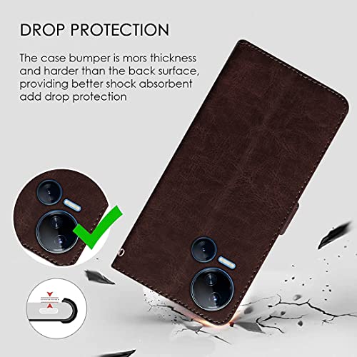 Image of Amazon Brand - Solimo Flip Leather Mobile Cover (Soft, Flexible & Kickstand Back case) Compatible for Tecno Spark 10 5G (Coffee)