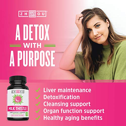 Zhou Milk Thistle Standardized Silymarin Extract for Maximum Liver Support | Detox, Cleanse & Maintain | 60 Tablets - Thumbnail 2