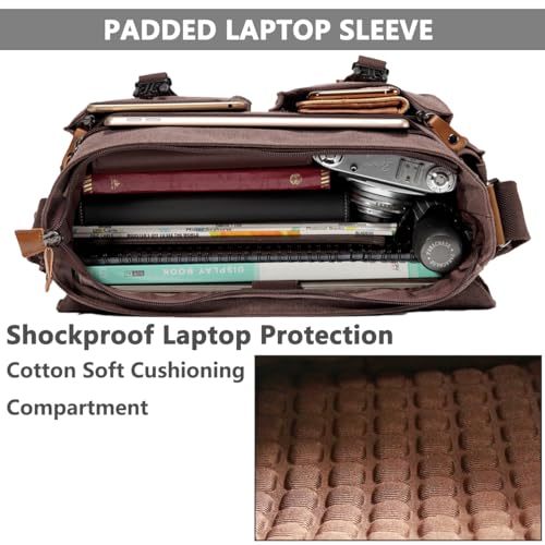 Bolsa Mensageiro para Homem, VASCHY Bolsa de Laptop Maleta Vintage Masculina Bolsa Transversal Bolsa