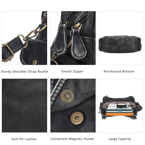 Image of Angel Kiss Purses for Women, Large Shoulder Bag Hobo Tote Purse Mutipocket Faux Leather Satchel Hobo Purse