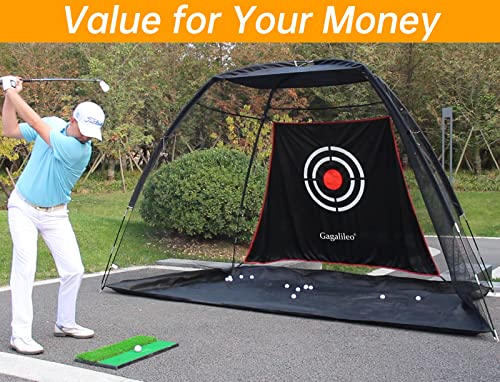 Golf Practice Net Golf Net For Backyard Golf Nets For Indoor Use Driving Range Net Golf Hitting Nets 12X7X6.6Ft Home Driving Range Golf Equipment With Target And Carry Bag(Pro Black) #TOP4