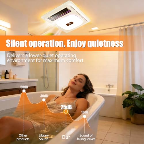 Bathroom exhaust fan with heater&Bathroom exhaust fan with bluetooth speaker,5 in 1 Multi-function,Instantaneous heating,Strong wind,Silent operation,3 color lighting,Dynamic music,Plug and play by Froceig - Image 6