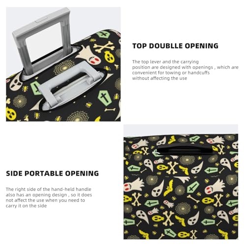 Cartoon Skull Spider Web Print Luggage Covers For Suitcase,Elastic Washable & Stretchable Suitcase Covers For Luggage, Anti-Scratch - Fits 18-32 Inch Luggage-No Luggage Included3