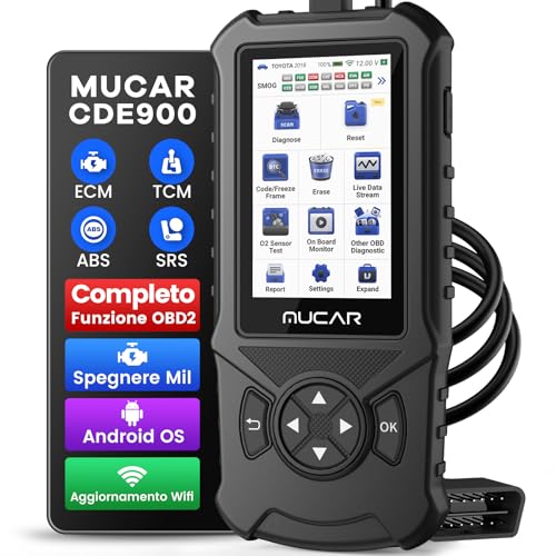 mucar CDE900 Diagnosi Auto OBD2 Auto Diagnostica abbonabile 4 Sistemi obd2 Diagnostica professionale in italiano Streaming dati in diretta Ricerca DTC