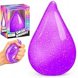 Raindrop Stress Balls, Squishy Fidget Toys for Kids, Glitter Raindrop Gumdrop Squeeze Balls with Removable Base, Adults Stress Relief Water Drop Slow Rebound Sensory Balls Stress Toys, Purple