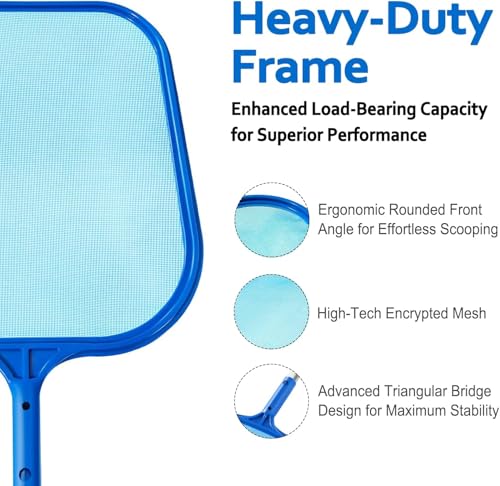 Image of Swimming Pool Accessories Cleaning Kit - Pool Cleaning Net & Swimming Pool Cleaning Brush | Pool Cleaner Equipment for Leaves, Debris & Dirt
