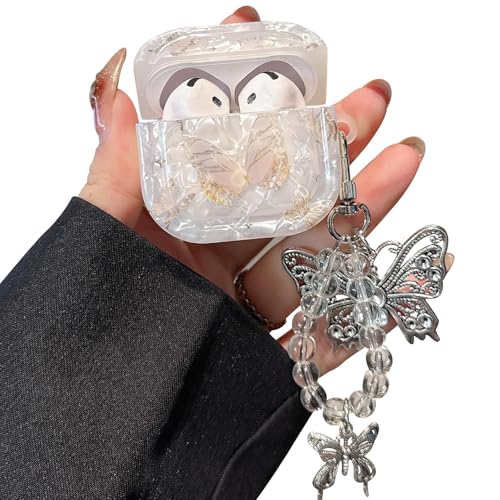 PHOEACC AirPod 4�p�P�[�X �L���[�g�ŃG���K���g�ȃV�F���p�[���ϏՌ��ی�J�o�[ �X�g���b�v�L�[�`�F�[���t�� AirPods��4����Ή� ���f�B�[�X �K�[���Y (�S�[���h�o�^�t���C)