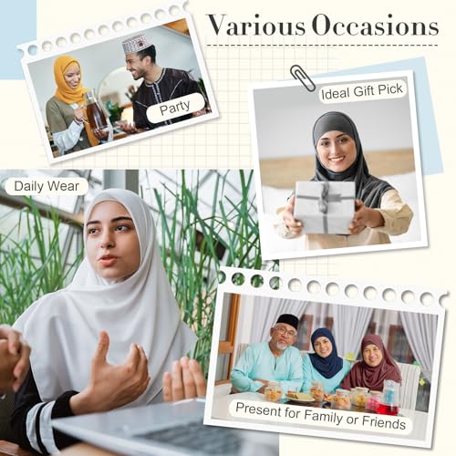 Bunnycool 18 Pcs Muslim Hijab Scarves for Women with Under Scarf Cap Chiffon Shawl Islamic Caps with Tie-Back Closure (Vivid Colors)