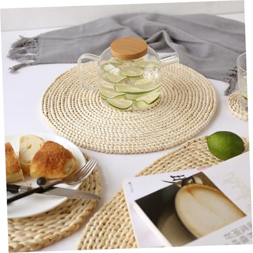 Set de table en paille rond isolant thermique maison 8pcs - 7