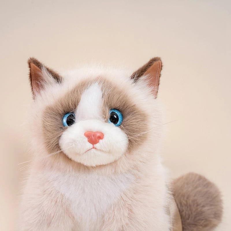 Image of Cute and Soft Stuffed Animal Backpack with Adjustable Straps White Cat Bag | Ragdoll Cat Plush Backpack - Fluffy Realistic Stuffed Animal Shoulder Bag with Elegant |(golden)