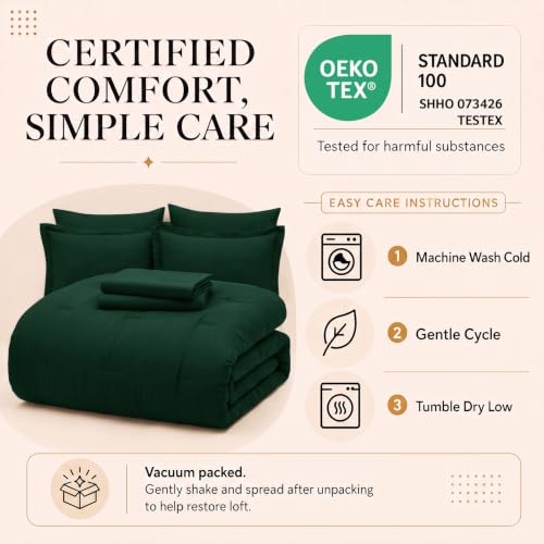 CozyLux Twin XL Comforter Set Emerald Green, 5 Pieces Bed in a Bag by CozyLux - Used condition - Image 6