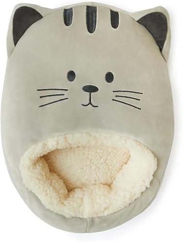 Balvi Calentador de pies calefactados para gatitos, color gris, mantiene tus pies calientes, bolsa suave y cómoda con un divertido diseño de gato