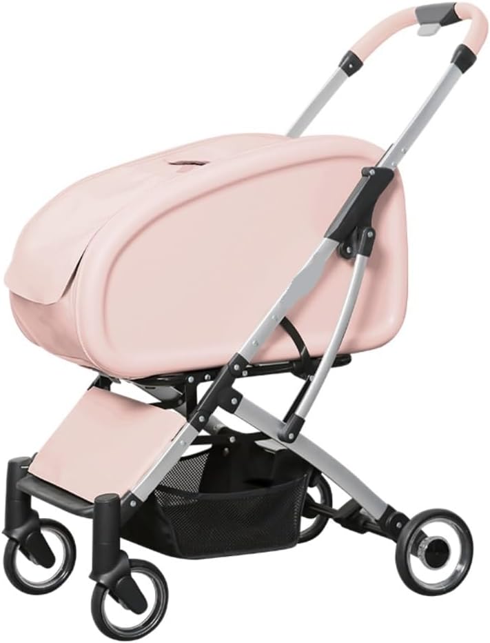Stroller for Cats Dog Stroller Folding Travel Pet Stroller with Storage Basket 4 Wheels Dog Strollers with Detachable Carrier for Cats Dogs Pet Carrier Strolling Cart(B)