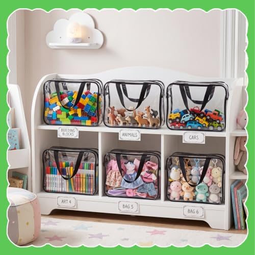Dntorx Toy Storage Bags, Organization and Storage, 6 Pack Clear PVC Storage Organizers - Large Waterproof Zipper Bags with Handles for Kids Books, Puzzles, Blocks, Travel and Classroom — view 4