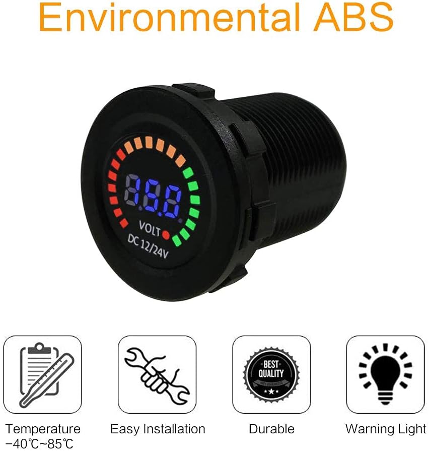 IZTOSS 12V-24V Universal LED Display Digital Voltmeter Measure Voltage 7-30V with Low Voltage Alarm Car Motorcycle Auto Truck : Automotive