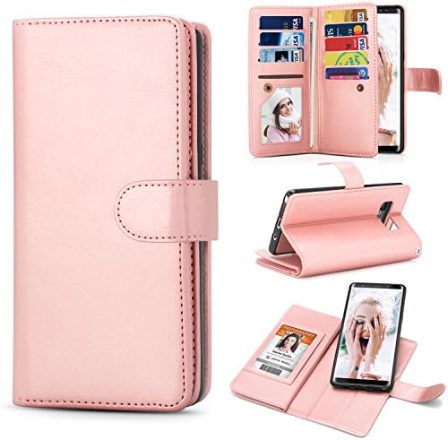 TILL for Samsung Galaxy S6 Edge Case, TILL Samsung Galaxy S6 Edge [PU Leather] Flip Wallet Case [Cash & Card Slot Holder] [Kickstand] Detachable Magnetic Folio Protective Case Cover [Rose Gold]