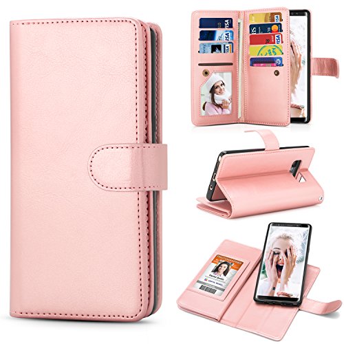 Till For Samsung Galaxy S6 Edge Case, Till Samsung Galaxy S6 Edge [Pu Leather] Flip Wallet Case [Cash & Card Slot Holder] [Kickstand] Detachable Magnetic Folio Protective Case Cover [Rose Gold] #TOP2